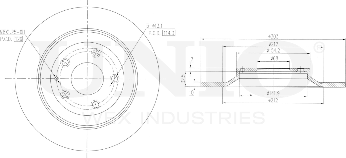 Диск тормозной (Unio). Артикул BRD-20135