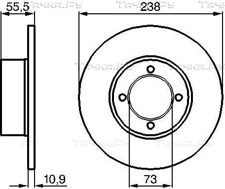 Тормозной диск Bosch передний для Opel Rekord D 1972-1977. Артикул 0 986 478 079