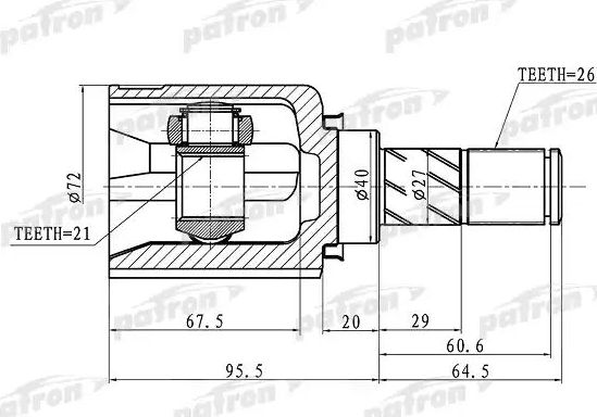 Шрус внутренний (граната) Patron для Nissan Micra V 2005-2026. Артикул PCV1409