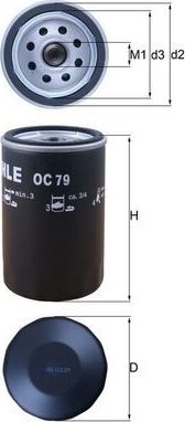 Масляный фильтр Mahle-Knecht для Opel Diplomat B 1969-1975. Артикул OC 79