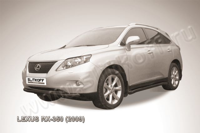 Защита Slitkoff переднего бампера d76 ЧЕРНАЯ матовая для Lexus RX 350 2009-2012. Артикул LRX35006B