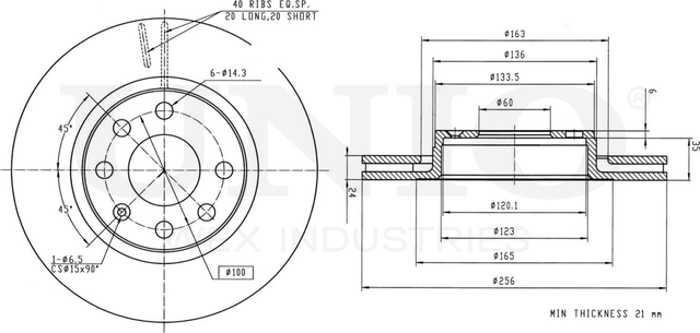 Диск тормозной (Unio). Артикул BRD-20047