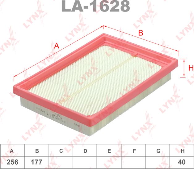 Воздушный фильтр LYNXauto. Артикул LA-1628