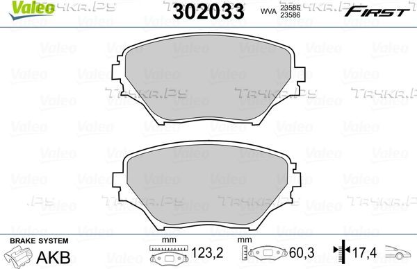 Тормозные колодки Valeo First передние для Toyota RAV4 II (XA20) 2000-2005. Артикул 302033