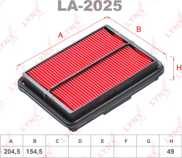 Воздушный фильтр LYNXauto для Honda Stepwgn I 1996-2000. Артикул LA-2025