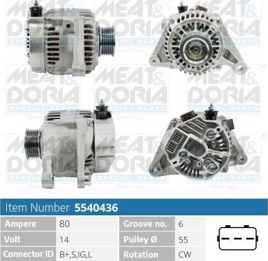 Генератор Meat & Doria для Toyota Corolla Verso I 2001-2004. Артикул 5540436