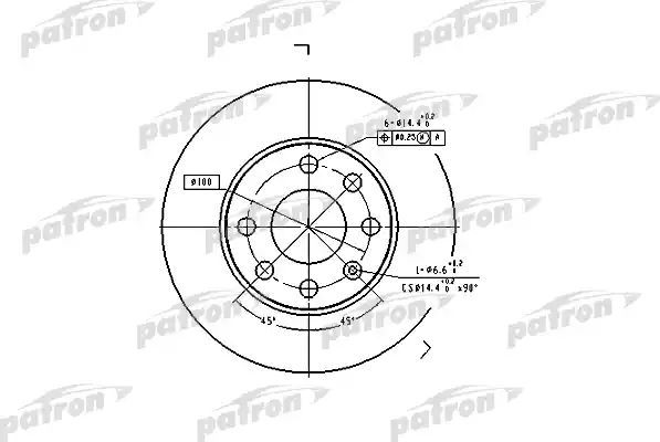 Тормозной диск Patron передний для Opel Kadett D 1979-1984. Артикул PBD1608