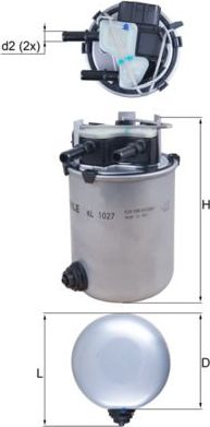 Топливный фильтр Mahle-Knecht. Артикул KL 1027