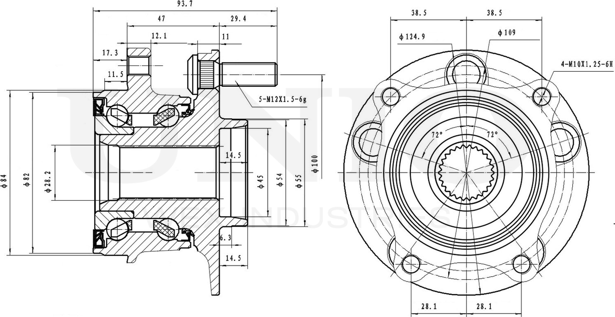 Ступица колеса с интегрированным подшипником (Unio). Артикул HUB-20298