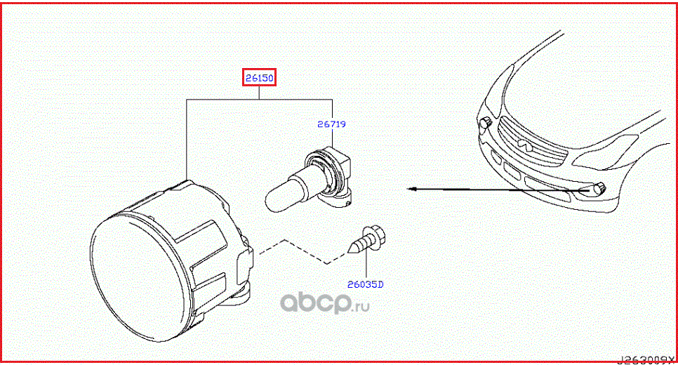 Фара противотуманная Nissan. Артикул 261508993B