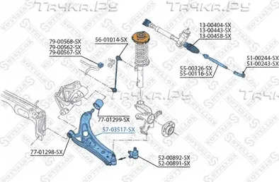 Поперечный рычаг передней подвески Stellox. Артикул 57-03517-SX