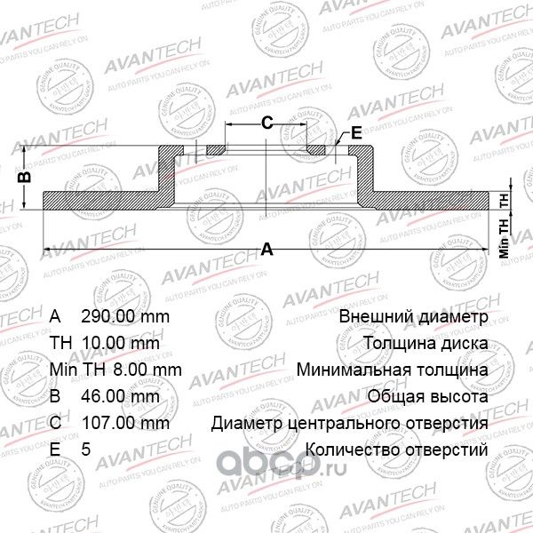 Диск тормозной AVANTECH. Артикул BR0705S