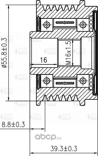 Муфта генератора обгонная StartVOLT для SEAT Ibiza III 2002-2009. Артикул SGP 1834