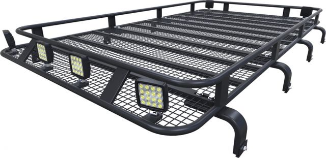 Багажник экспедиционный Podgotoffka 2300х1200x120 мм с сеткой и креплением на водостоки для Nissan Patrol Y60 5 дв. 1988-1997. Артикул PGT-B.31.03