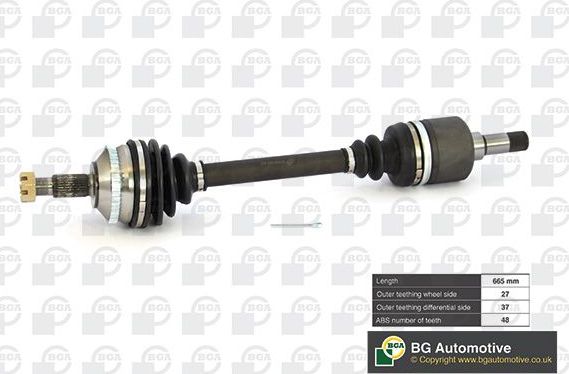 Полуось (привод в сборе, приводной вал) BGA передняя левая для Peugeot 806 I 1999-2002. Артикул DS1418L