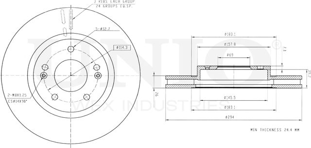 Диск тормозной (Unio). Артикул BRD-20209