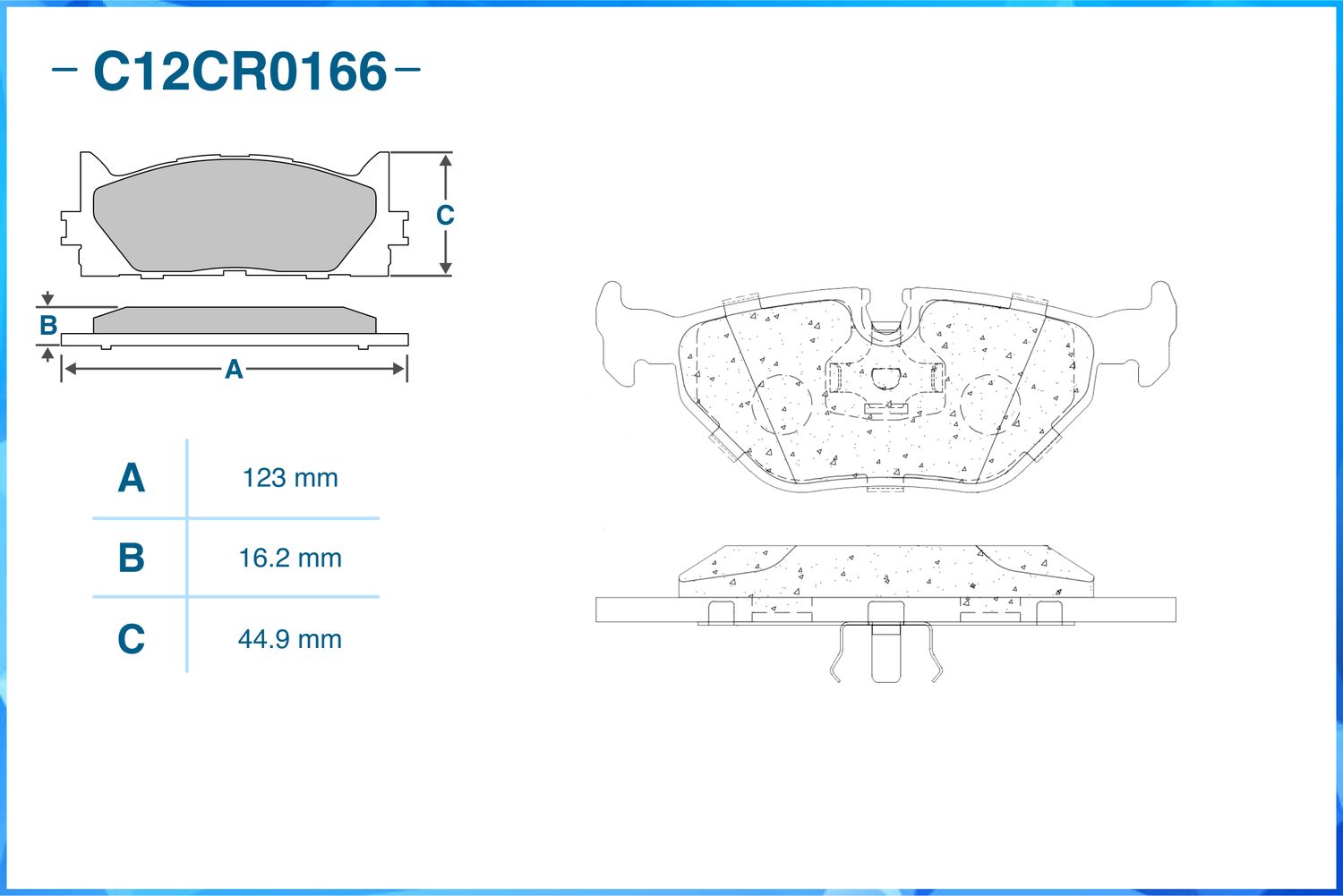Колодки тормозные задние (Low Metallic) (Cworks). Артикул C12CR0166