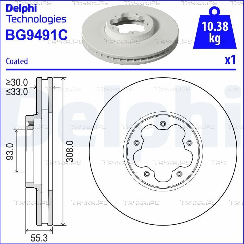 Тормозной диск Delphi. Артикул BG9491C