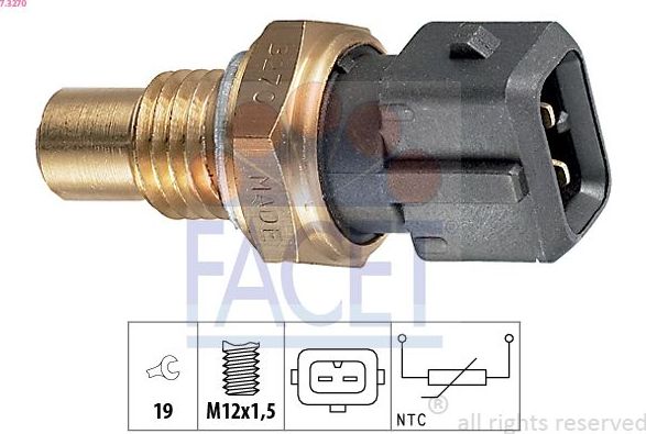 Датчик температуры охлаждающей жидкости Facet Made in Italy - OE Equivalent. Артикул 7.3270