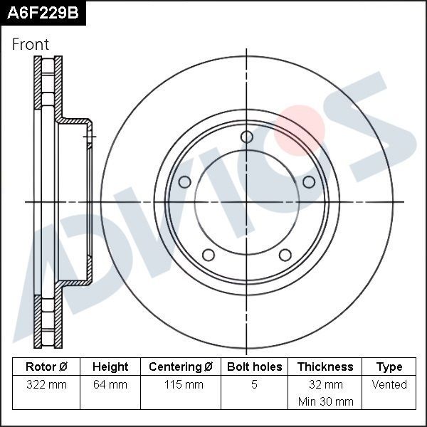Тормозной диск Advics. Артикул A6F229B