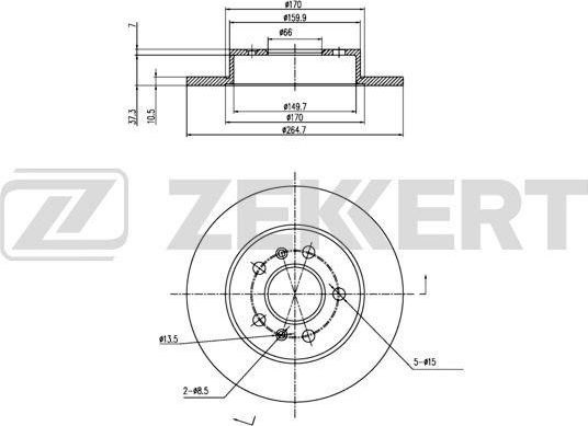 Тормозной диск Zekkert задний для Renault Laguna I 1993-2001. Артикул BS-6232