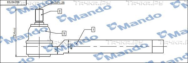 Наконечник рулевой тяги Mando правый для Chevrolet Aveo I 2003-2012. Артикул DSA020622