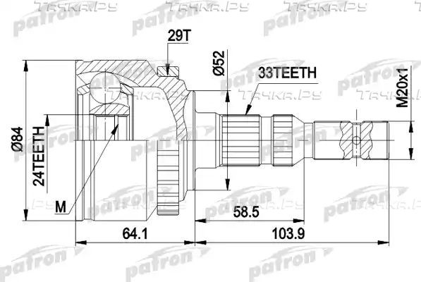 Шрус наружный (граната) Patron. Артикул PCV1452
