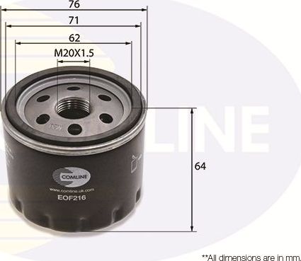 Масляный фильтр Comline для Smart Forfour II (W453) 2014-2026. Артикул EOF216