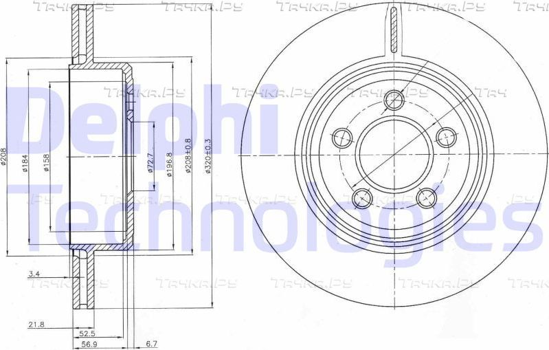 Тормозной диск Delphi задний для Lancia Thema II 2011-2014. Артикул BG4073