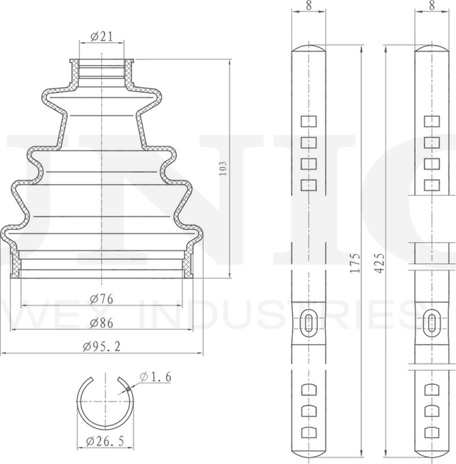 Пыльник ШРУС, комплект (Unio). Артикул DUC-30022K