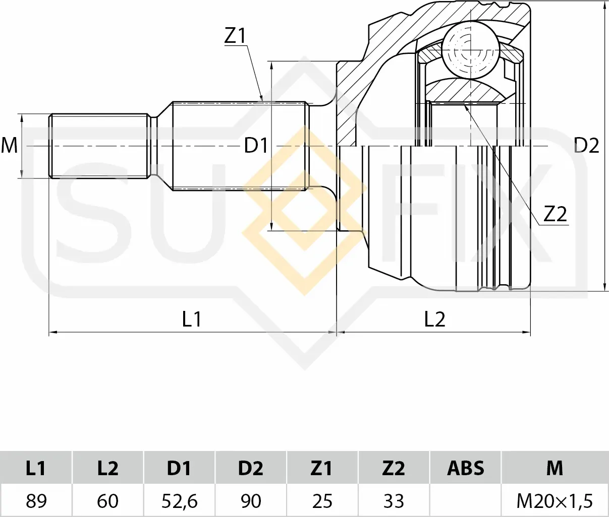 ШРУС наружный RENAULT Duster (Sufix). Артикул ST1067
