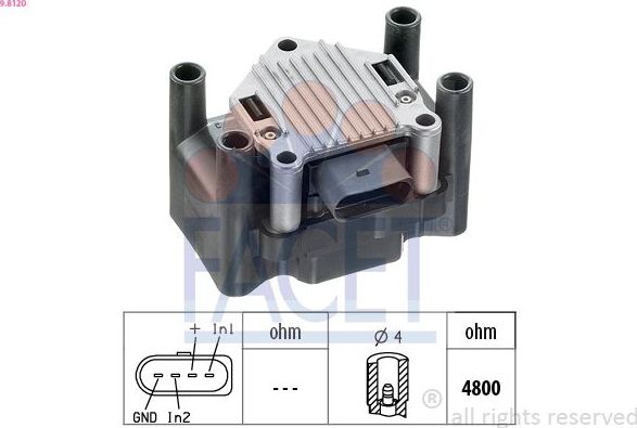 Элемент катушки зажигания Facet OE Equivalent. Артикул 9.8120