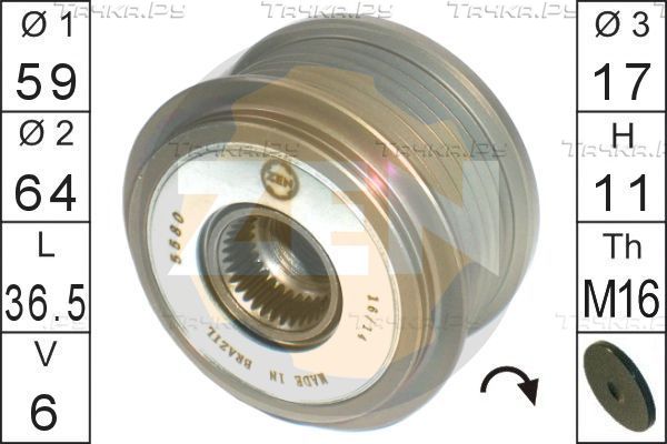 Муфта генератора обгонная Era для Peugeot Boxer III 2006-2026. Артикул ZN5580