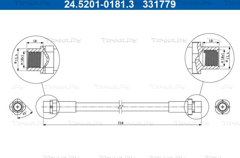 Тормозной шланг ATE для BMW 1 I (E81/E82/E87/E88) 2004-2011. Артикул 24.5201-0181.3