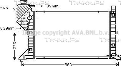 Радиатор охлаждения двигателя AVA. Артикул MSA2300