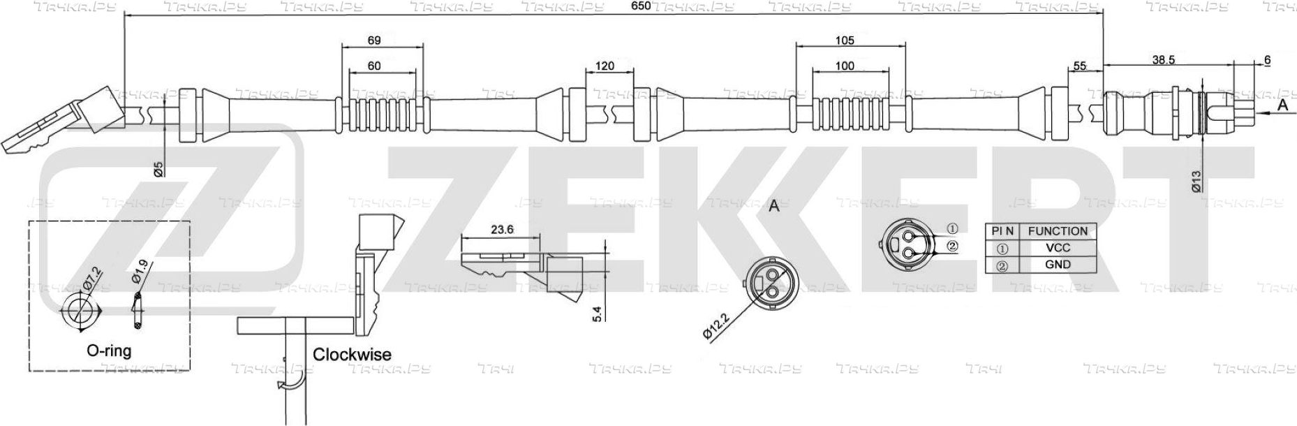 Датчик ABS Zekkert передний для Renault Trafic II 2001-2014. Артикул SE-6170