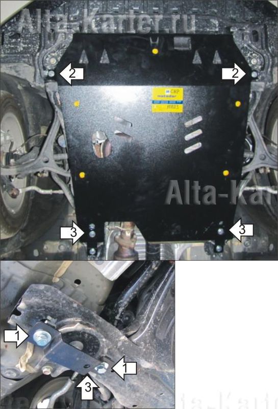 Защита Мотодор для картера и КПП Honda Crosstour 2009-2012. Артикул 10803