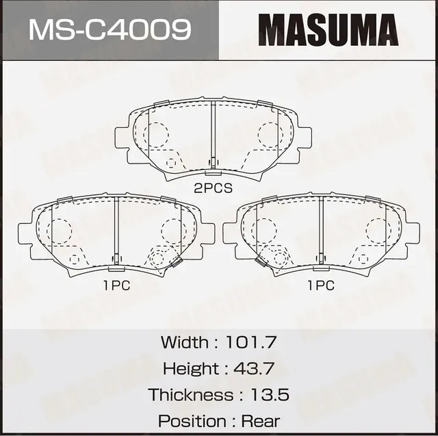 Колодки дисковые MASUMA, NP5035, P49049 front Masuma. Артикул MSC4009