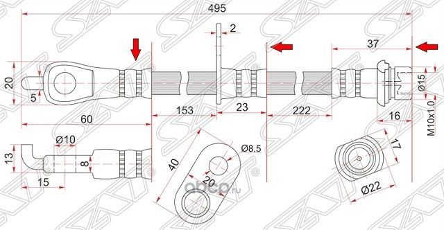 Шланг тормозной передний Таиланд TOYOTA CAMRYLE (SAT). Артикул ST9094702F58