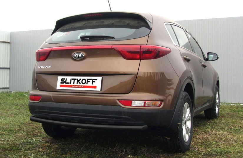 Защита Slitkoff заднего бампера d57 для Kia Sportage IV 2016-2018 Черная. Артикул KSP16-007B