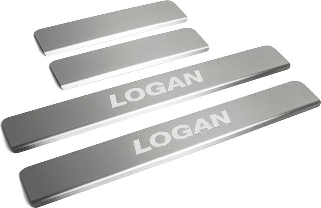 Накладки Rival на пороги (с надписью) для Renault Logan Stepway седан 2018-2026. Артикул NP.4701.3