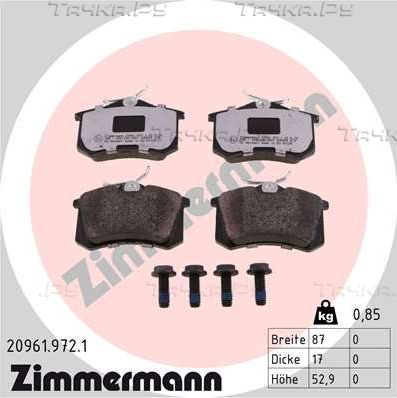 Тормозные колодки Zimmermann rd:z задние для Audi A6 II (C5) 1997-2005. Артикул 20961.972.1