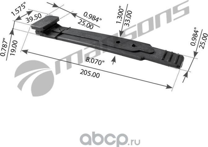 Крепление брызговика (Mansons). Артикул 700.008