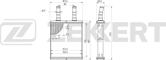 Радиатор отопителя (печки) Zekkert (алюминий) для Hyundai Getz I 2002-2010. Артикул MK-5055