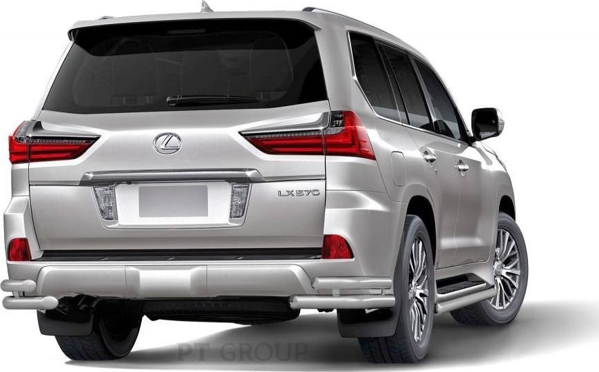 Защита PT Group заднего бампера двойная угловая d63/51 для Lexus LX 450D 2015-2026. Артикул 18010301