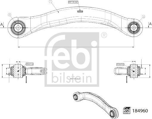Поперечный рычаг задней подвески Febi Bilstein (Листовая сталь) задний левый верхний внешний для Audi A7 II (4K) 2017-2026. Артикул 184960