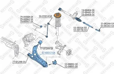 Поперечный рычаг передней подвески Stellox. Артикул 57-03517-SX