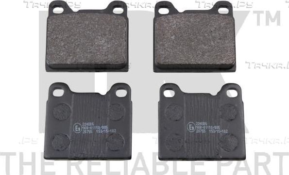 Тормозные колодки NK задние для Volvo S70 1996-2000. Артикул 224806