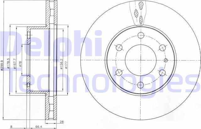 Тормозной диск Delphi передний для IVECO Daily VI 2014-2026. Артикул BG4100
