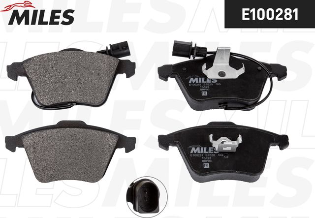 Тормозные колодки Miles (Semi-Metallic) передние для Audi A4 III (B7) 2006-2008. Артикул E100281